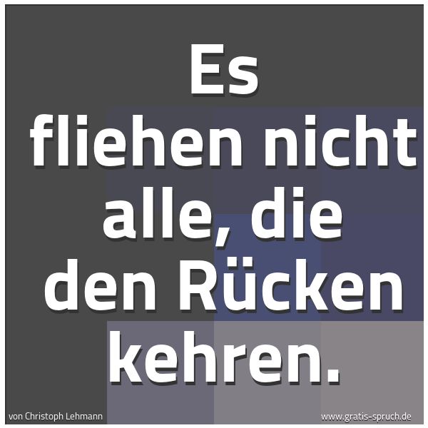 Quadratisches Spruchbild: Es fliehen nicht alle, die den Rücken kehren.