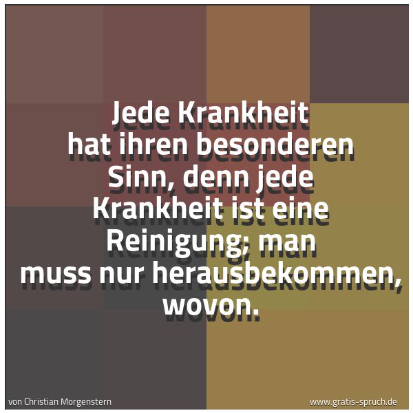 Quadratisches Spruchbild: Jede Krankheit hat ihren besonderen Sinn, denn jede Krankheit ist eine Reinigung; man muss …