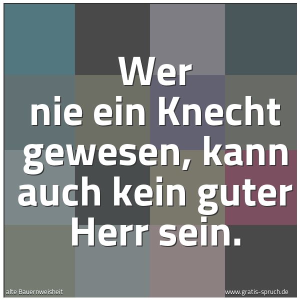 Quadratisches Spruchbild: Wer nie ein Knecht gewesen, kann auch kein guter Herr sein.