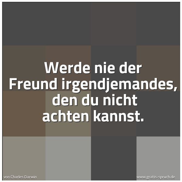 Quadratisches Spruchbild: Werde nie der Freund irgendjemandes,  den du nicht achten kannst.