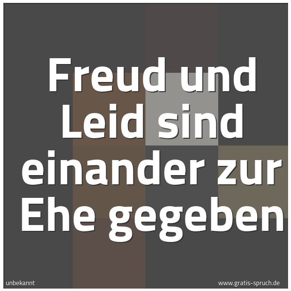 Quadratisches Spruchbild: Freud und Leid sind einander zur Ehe gegeben