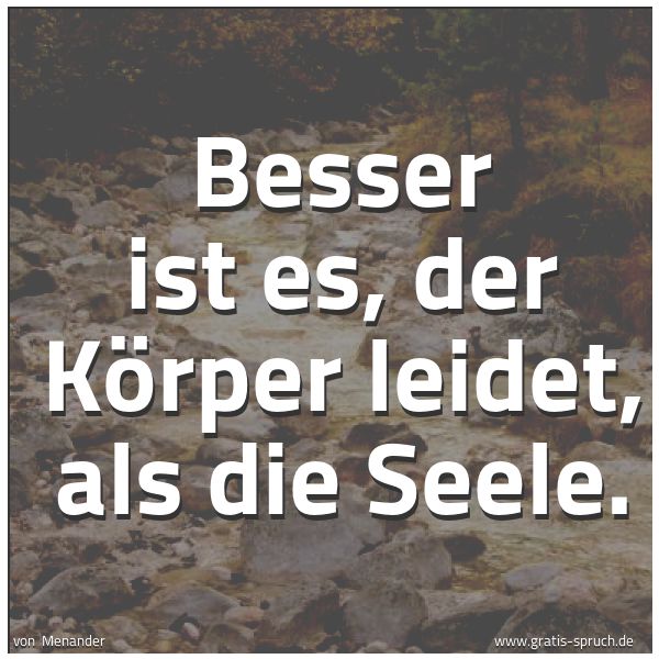 Quadratisches Spruchbild: Besser ist es, der Körper leidet, als die Seele.