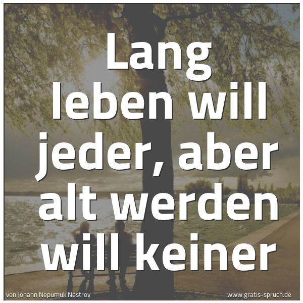 Quadratisches Spruchbild: Lang leben will jeder, aber alt werden will keiner