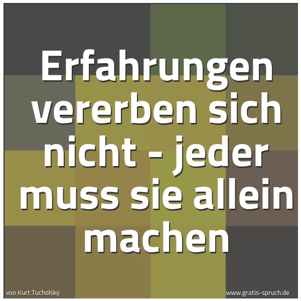 Quadratisches Spruchbild: Erfahrungen vererben sich nicht - jeder muss sie allein machen