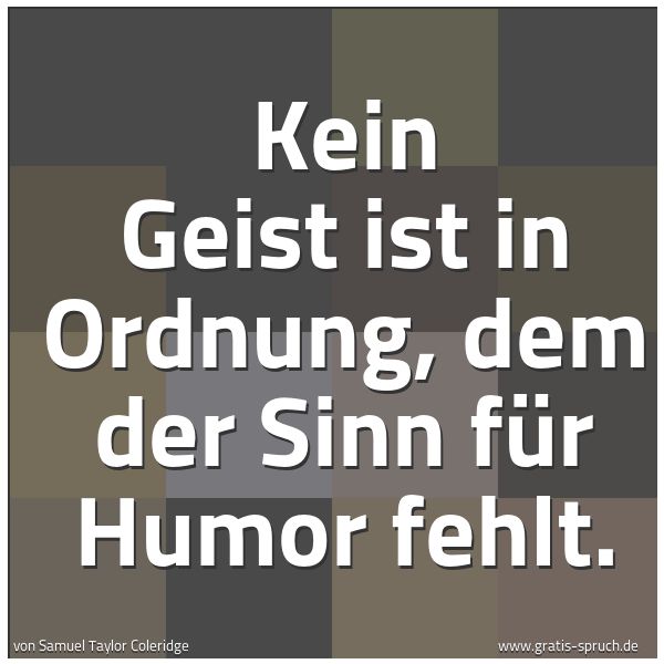 Quadratisches Spruchbild: Kein Geist ist in Ordnung, dem der Sinn für Humor fehlt.