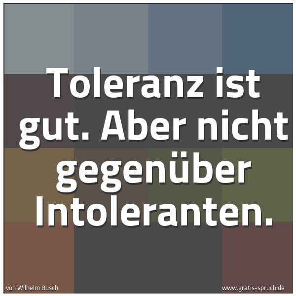 Quadratisches Spruchbild: Toleranz ist gut. Aber nicht gegenüber Intoleranten.