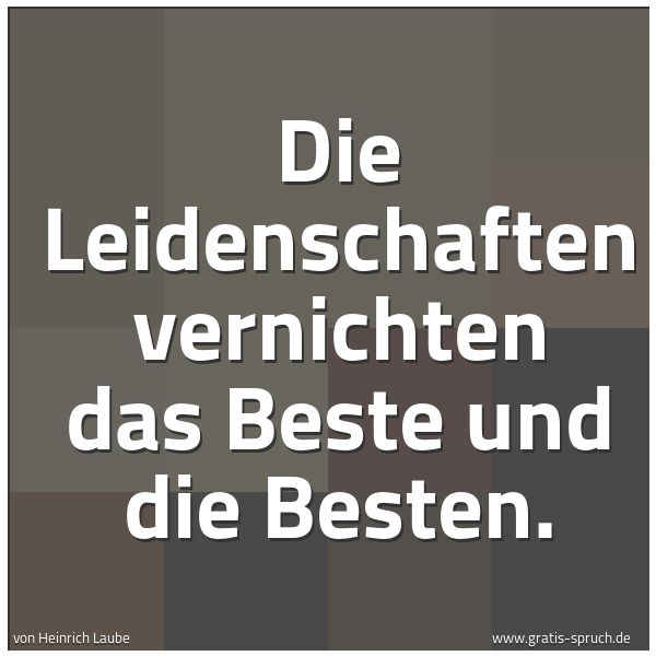 Quadratisches Spruchbild: Die Leidenschaften vernichten das Beste und die Besten.